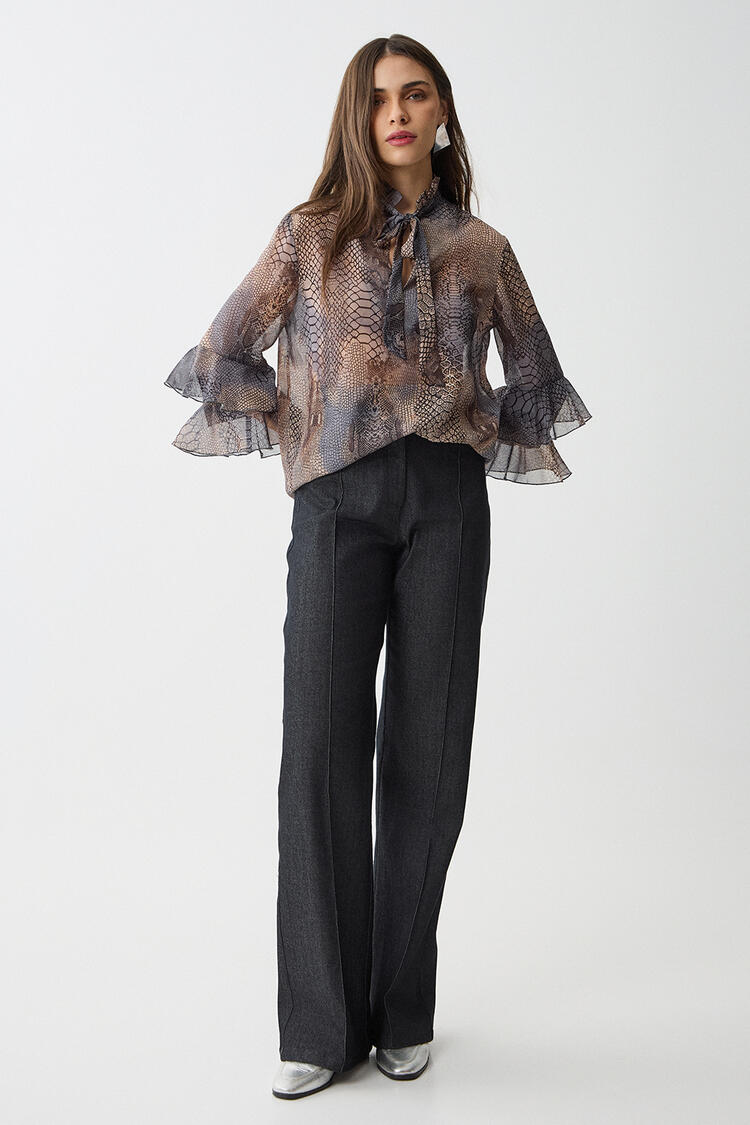 High waisted denim pants - Black S