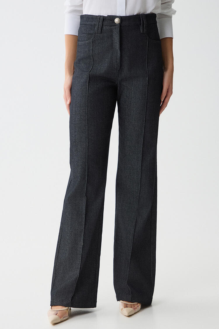 High waisted denim pants - Black S