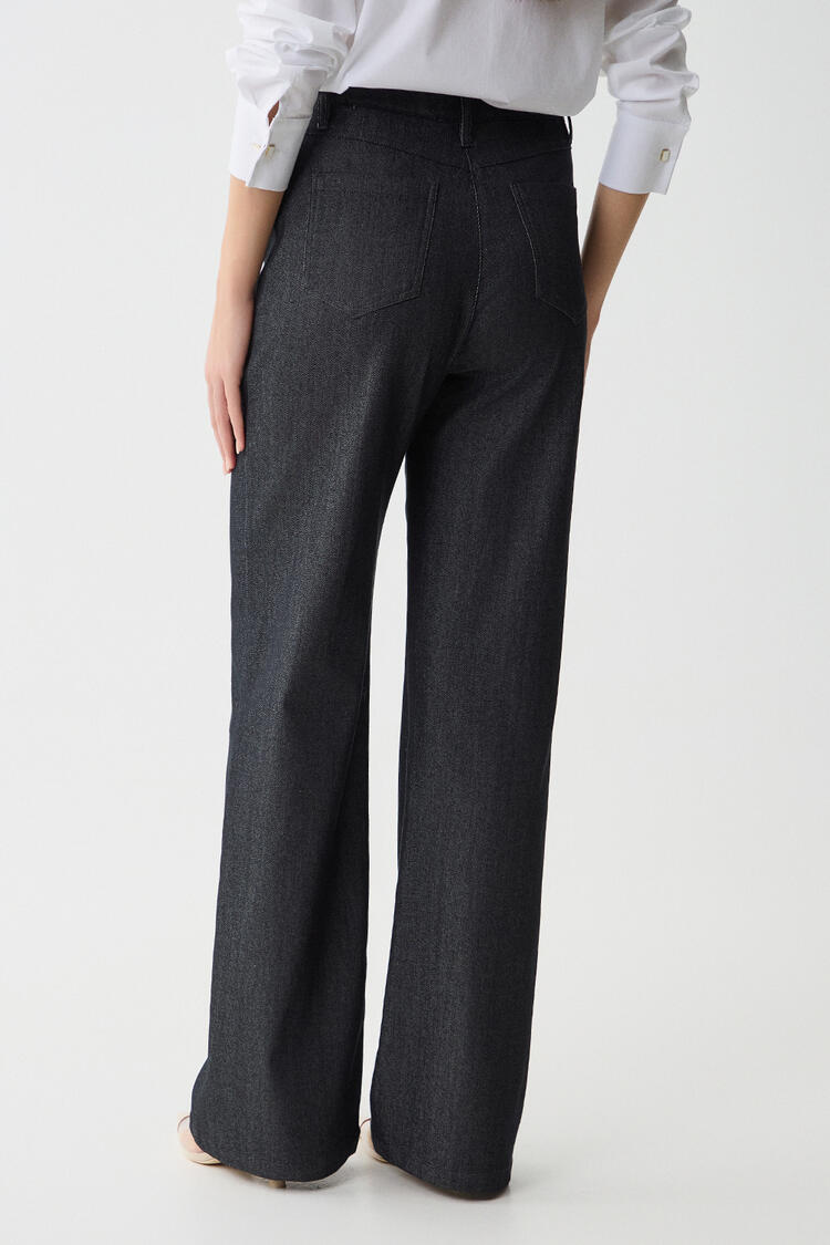 High waisted denim pants - Black S