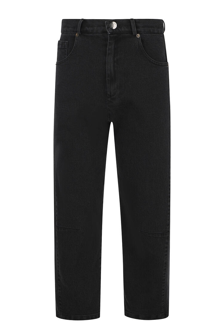 Cotton denim barrel-leg trousers - Black XL
