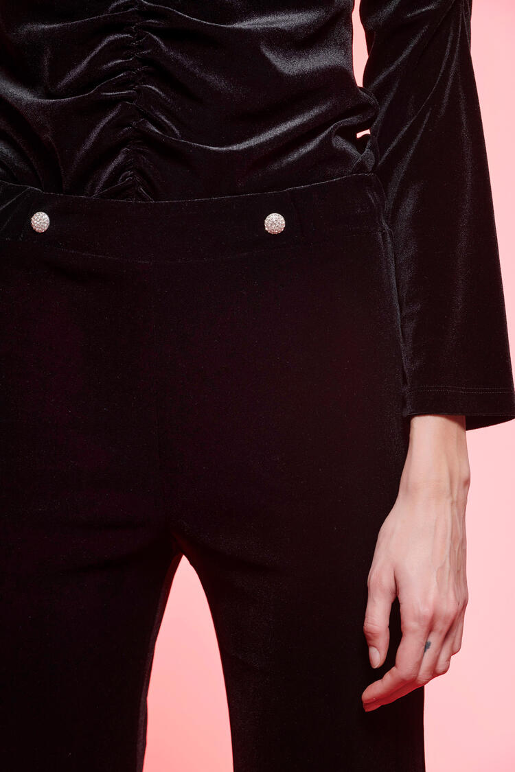 Velvet pants in a straight line - Black S