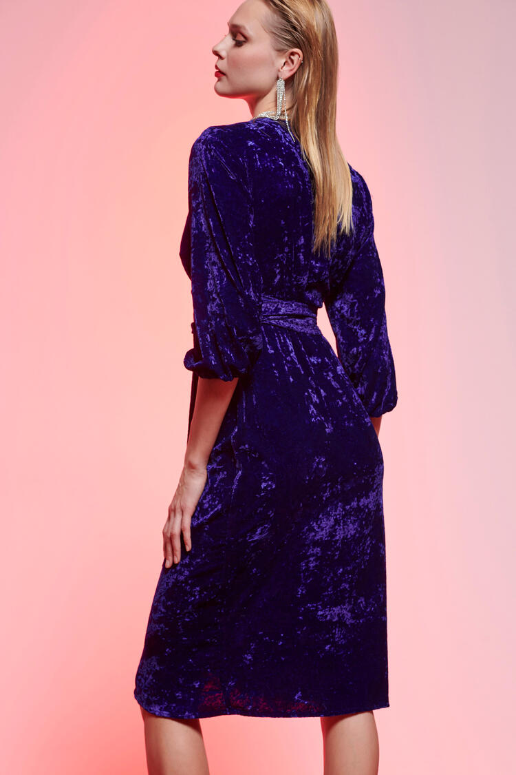 Dress made of velvet crouse - Purple S