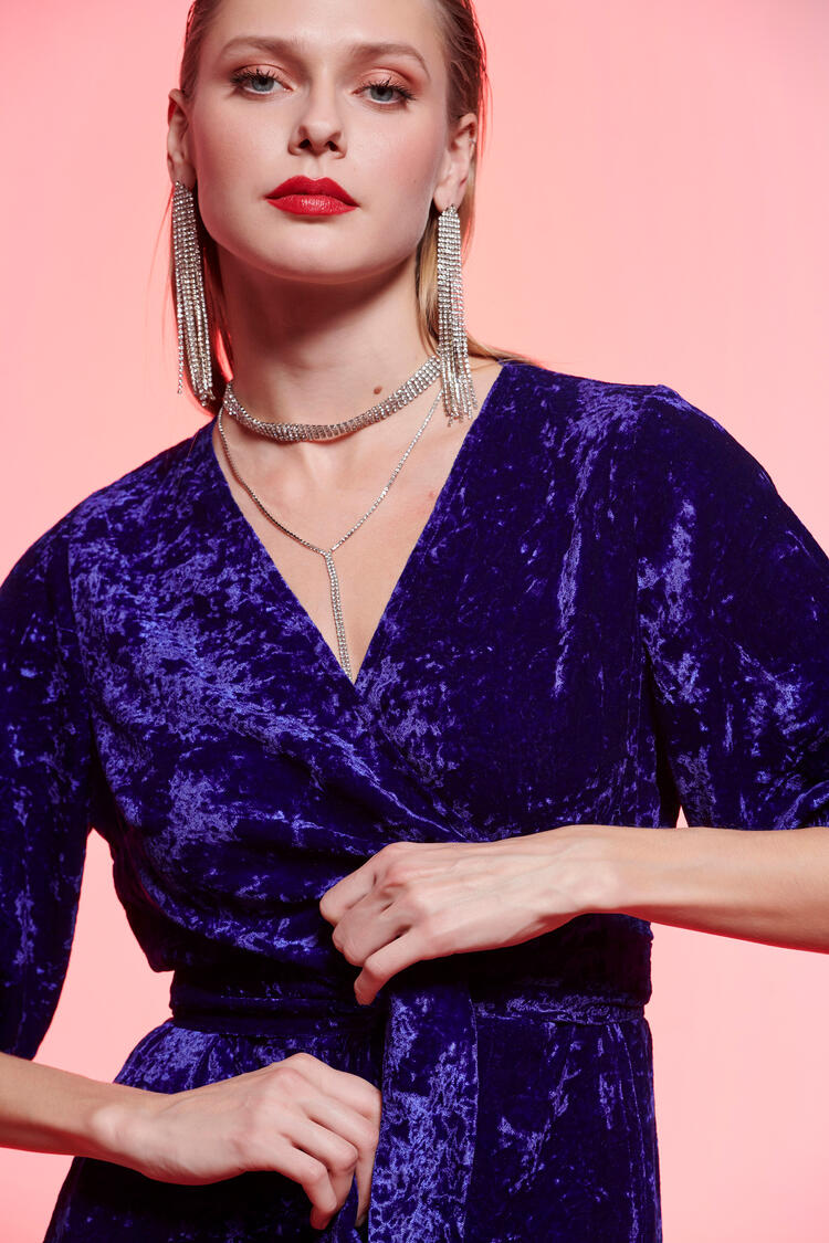 Dress made of velvet crouse - Purple S