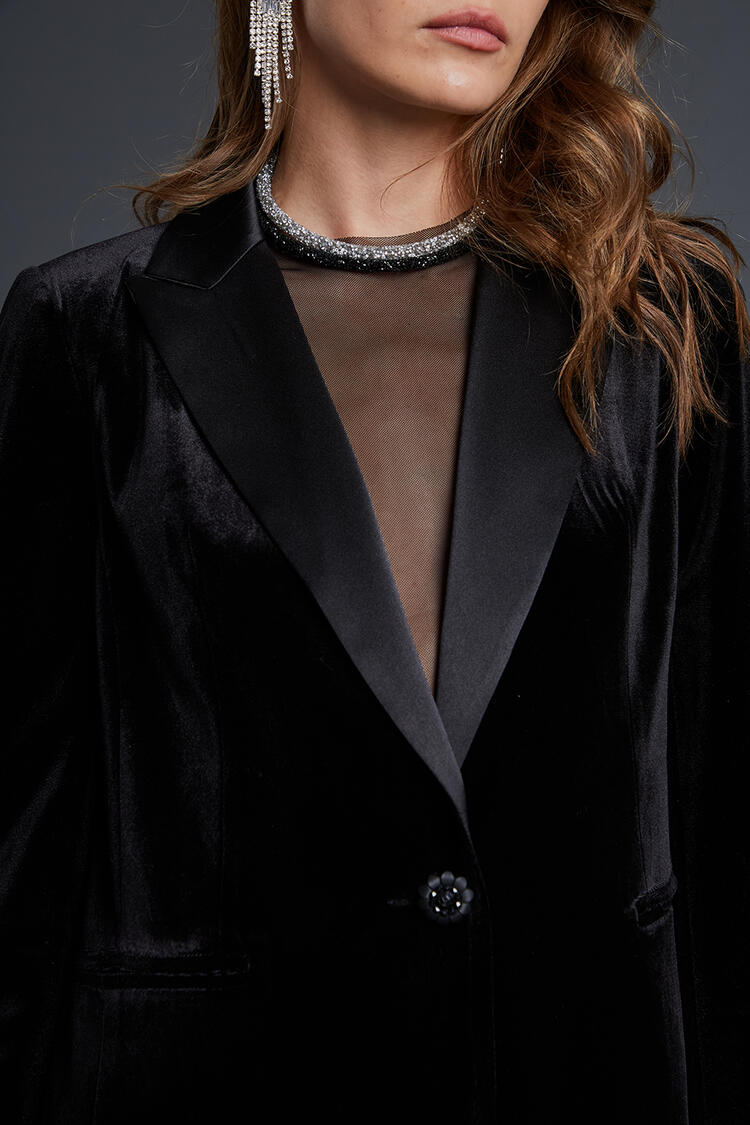 Velvet jacket with satin combination - Black L