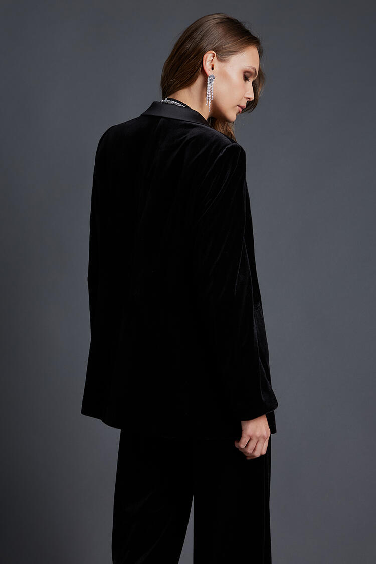 Velvet jacket with satin combination - Black L