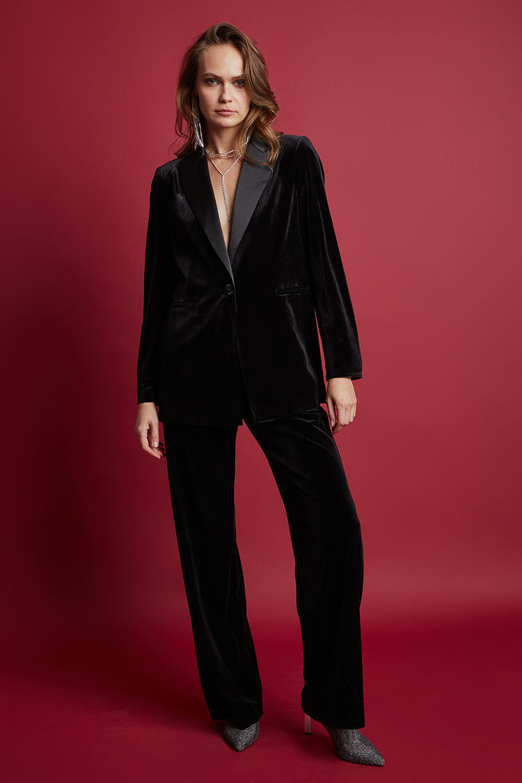 Velvet jacket with satin combination - Black L