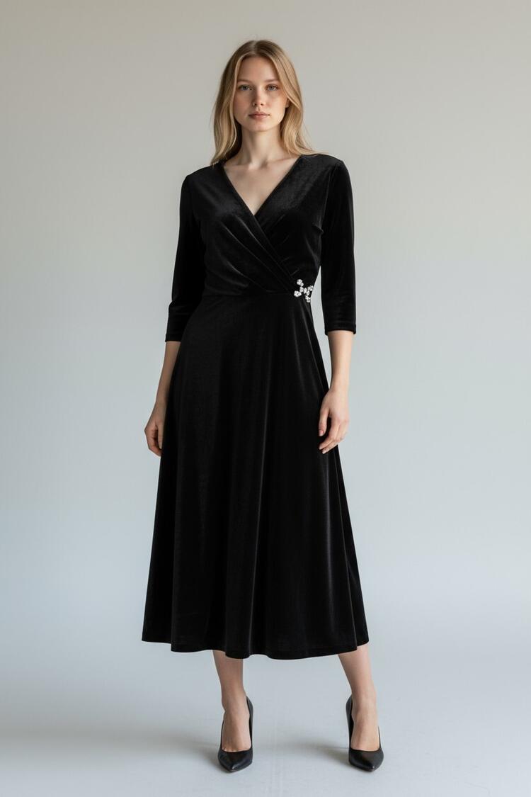 Velvet textured dress - Black S
