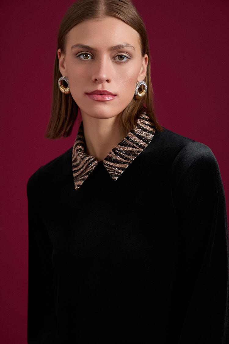 Blouse with contrasting colors - Black S