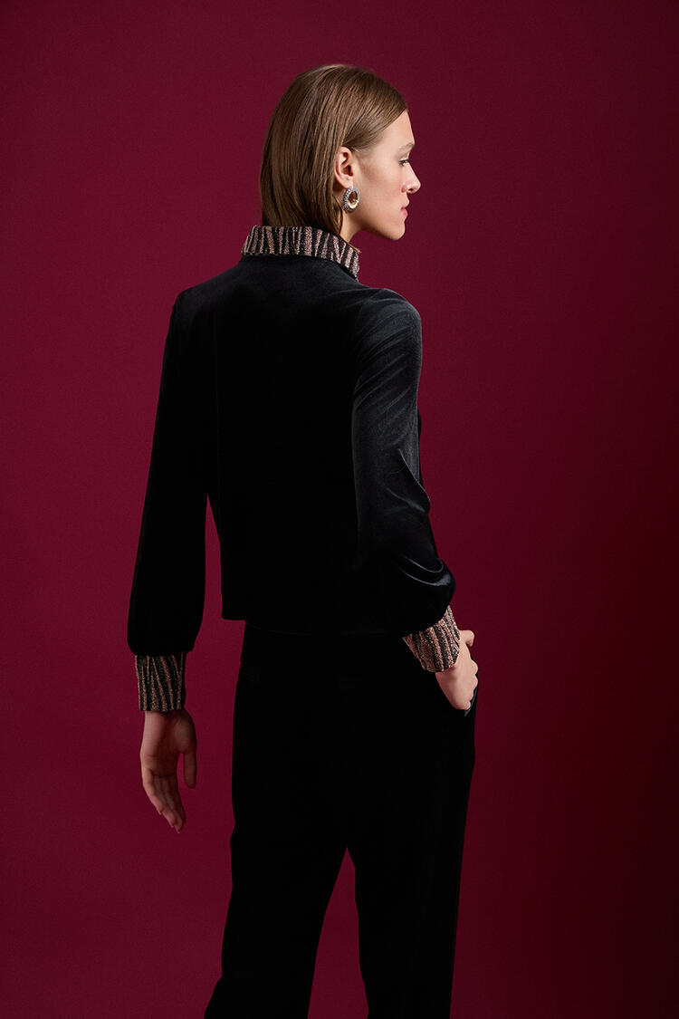Blouse with contrasting colors - Black S