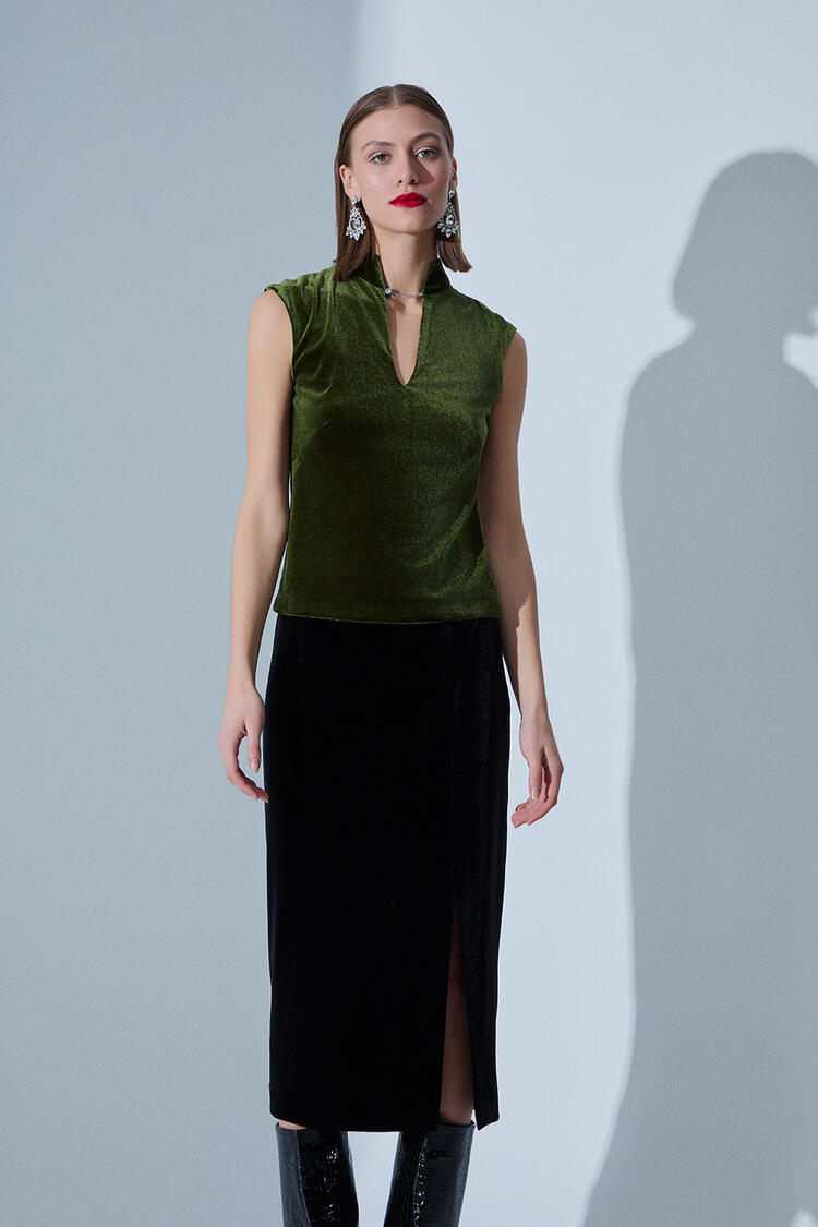 Sleeveless blouse - Chaki S