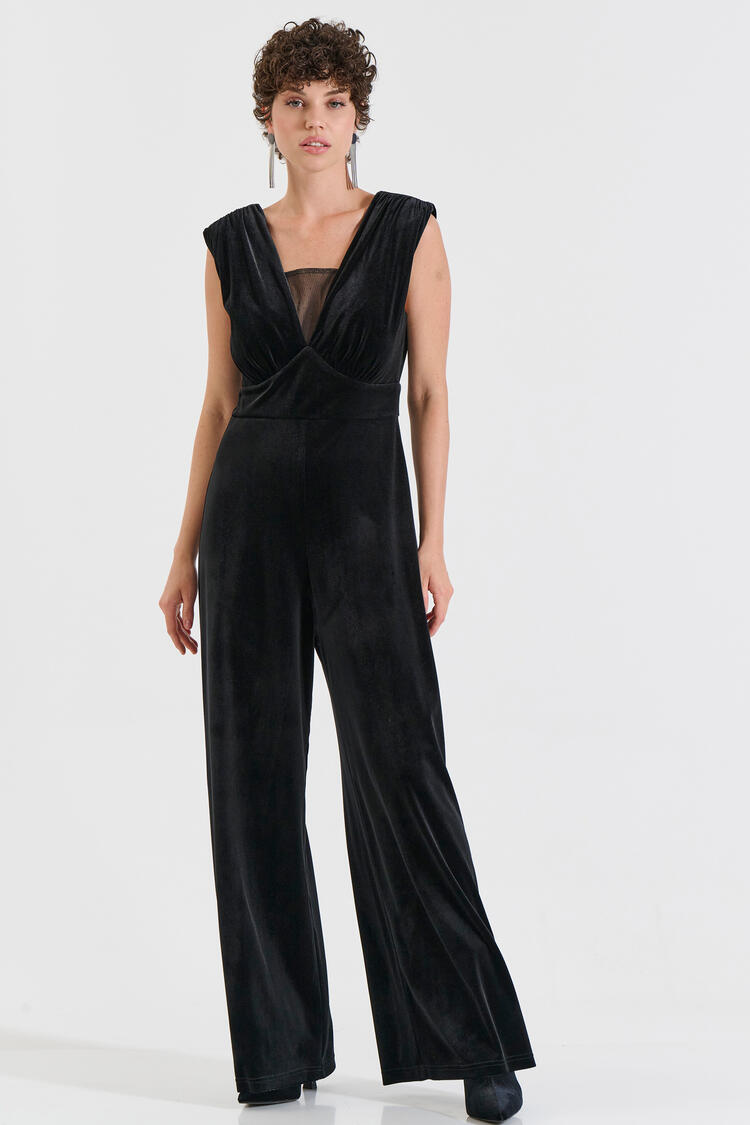 Velvet Jumpsuit - Black S