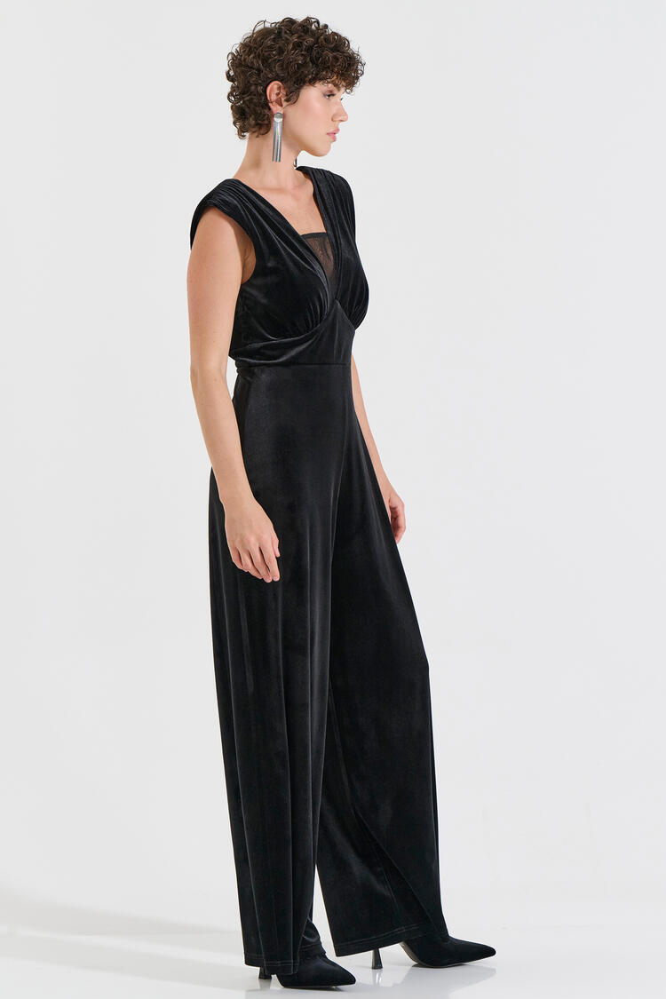 Velvet Jumpsuit - Black S