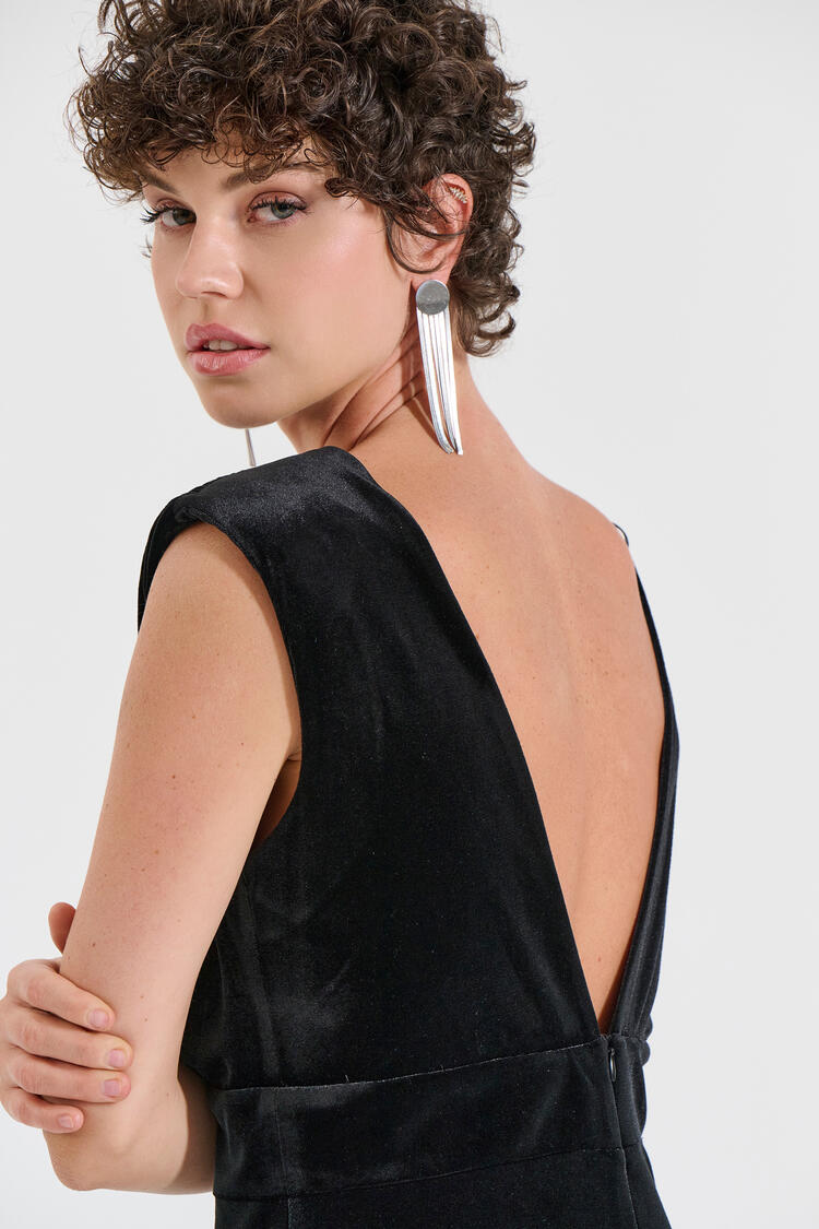 Velvet Jumpsuit - Black S