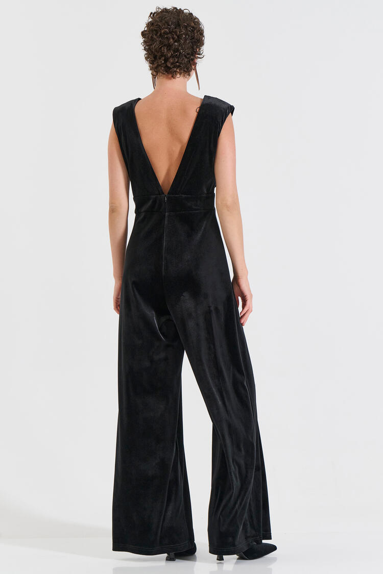 Velvet Jumpsuit - Black S