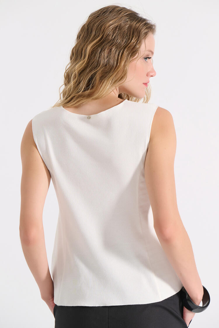 Top cotton with Round Neckline - White S
