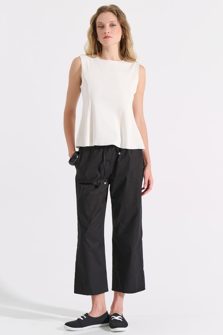 Top cotton with Round Neckline - White S