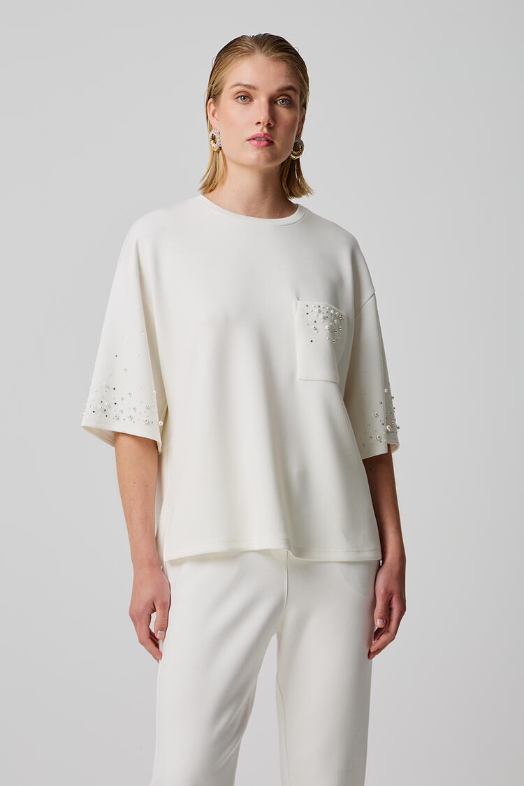Sweatshirt with pearls - Off White S/M