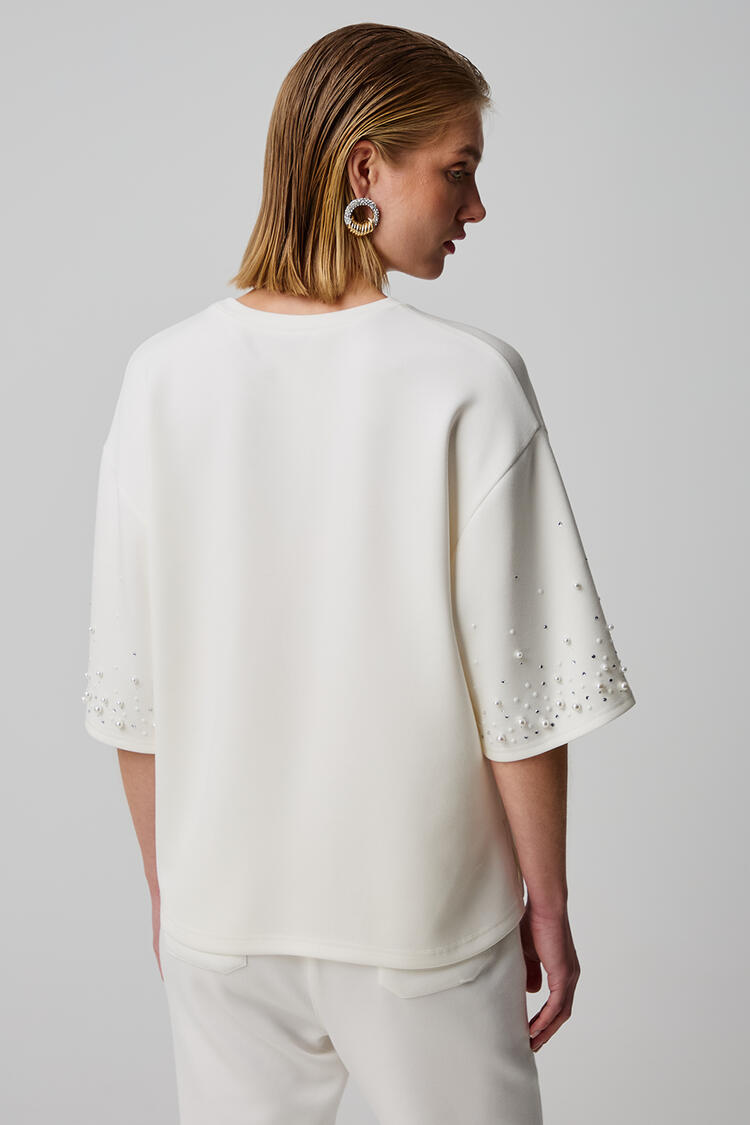 Sweatshirt with pearls - Off White S/M