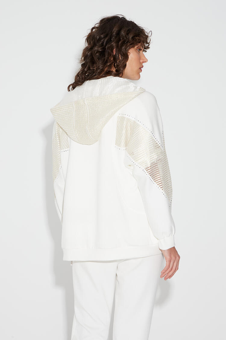 Sweatshirt jacket in a combination of fabrics - Off White M/L