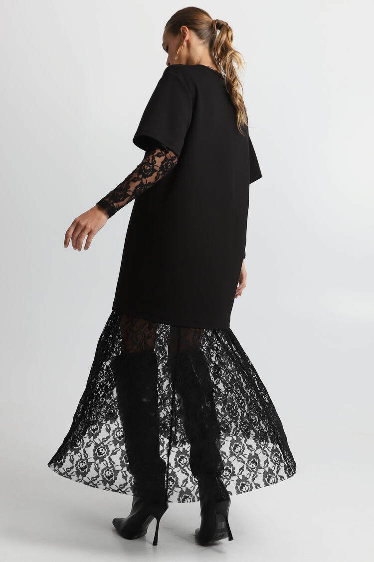 Blouse with lace - Black S/M