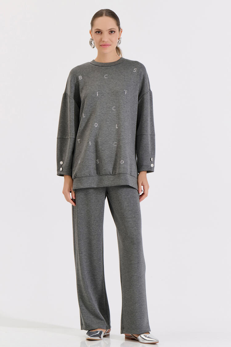 Sweatpants with elastic waist and pockets - Grey L