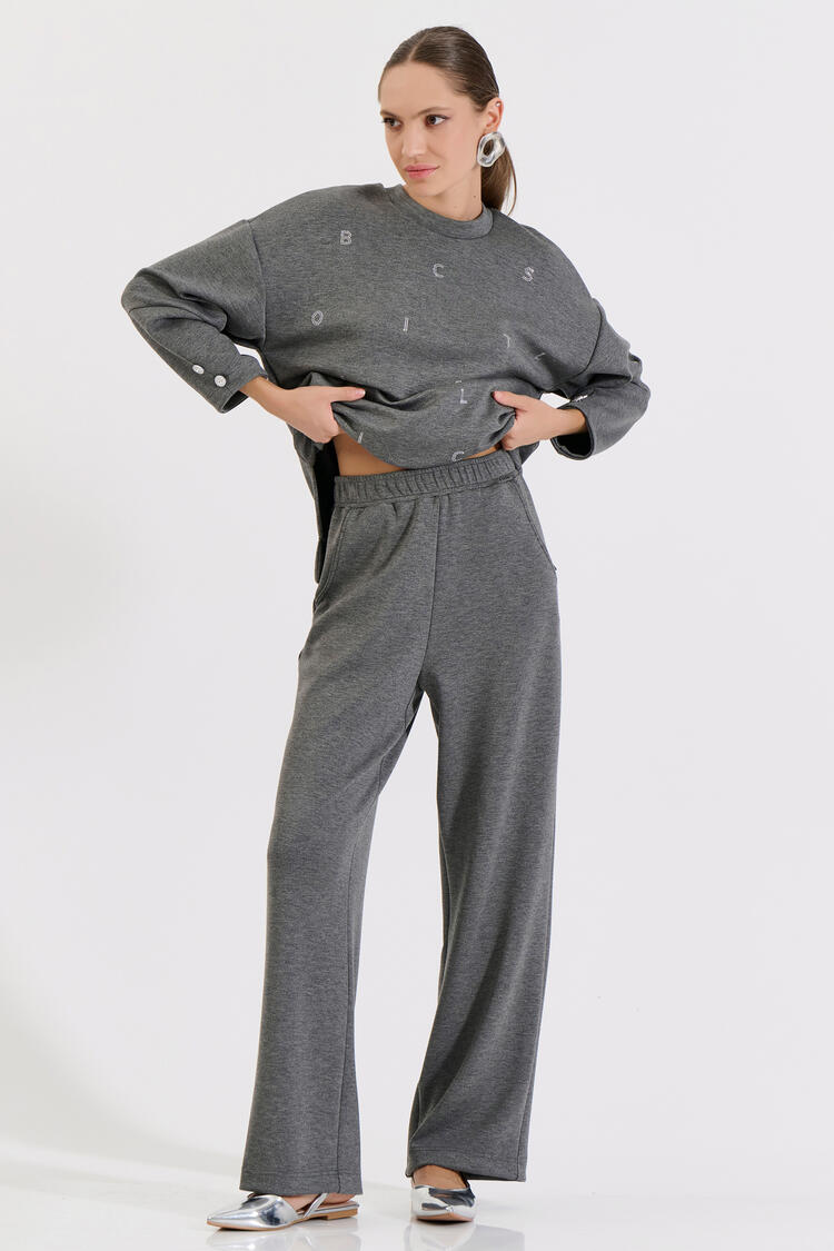Sweatpants with elastic waist and pockets - Grey L