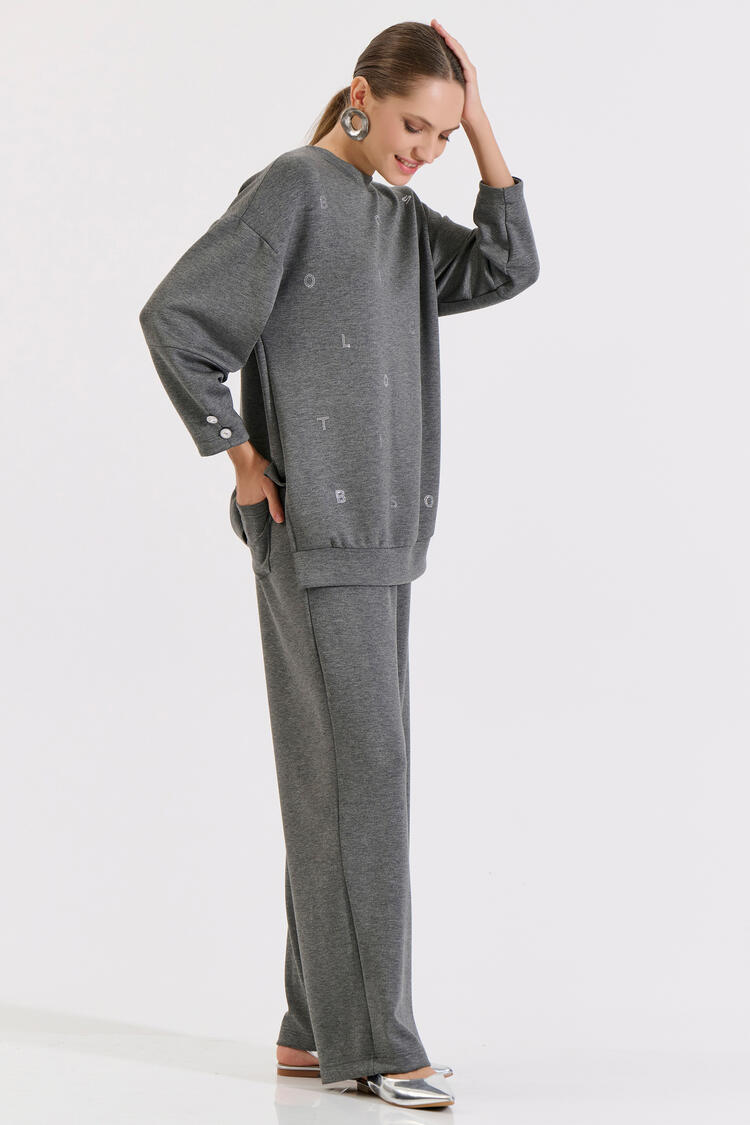 Sweatpants with elastic waist and pockets - Grey L