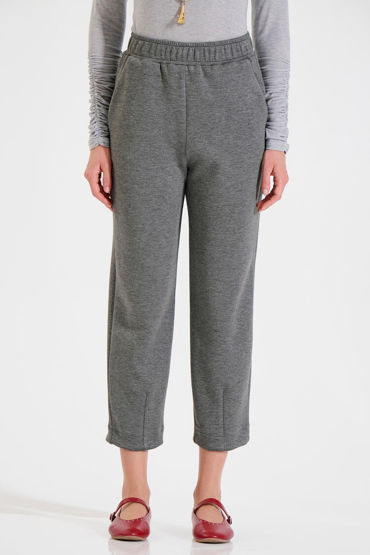 Sweatpants in Cropped Line - Grey L