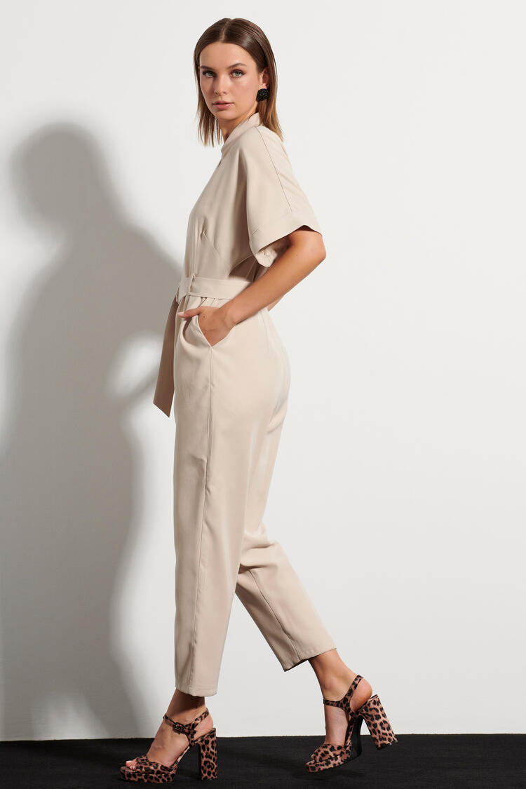 Jumpsuit with detachable belt - Vanilla S
