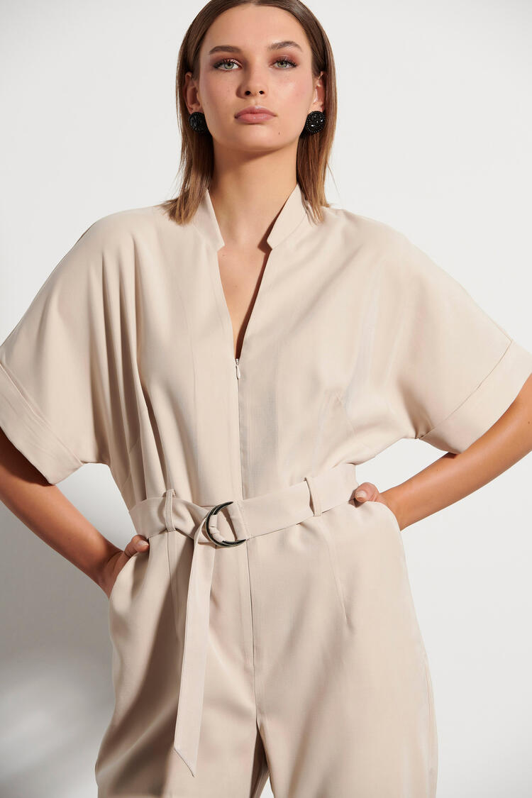 Jumpsuit with detachable belt - Vanilla S