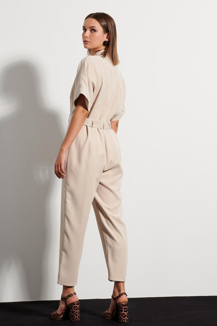 Jumpsuit with detachable belt - Vanilla S