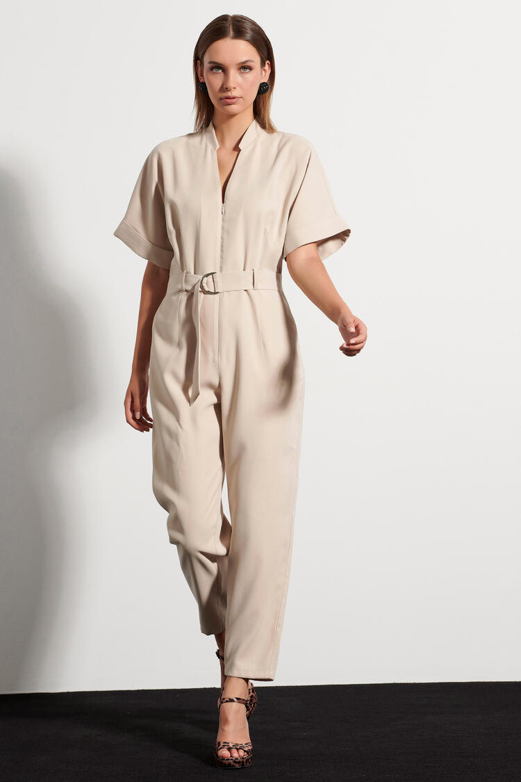 Jumpsuit with detachable belt - Vanilla S