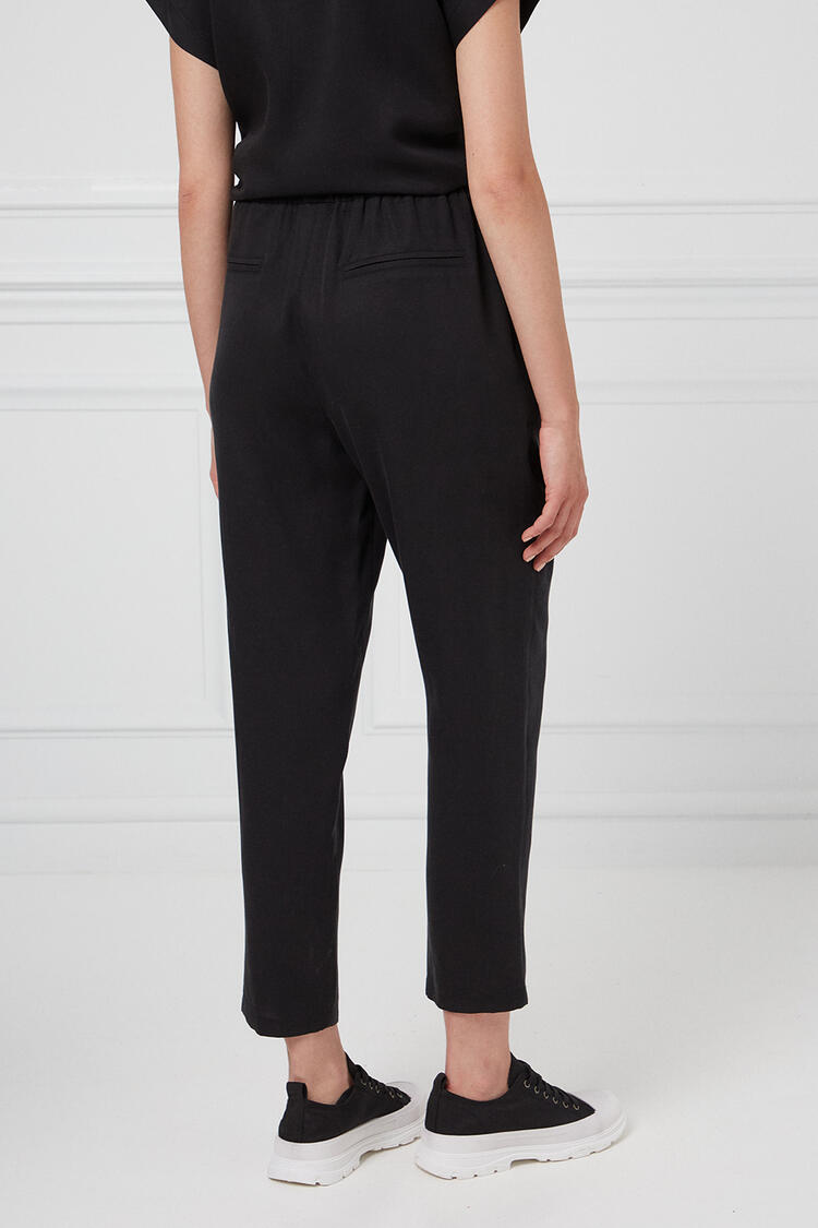 Linen pants with elastic - Black L