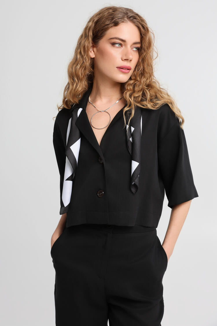 Button-up shirt in a relaxed silhouette - Black S