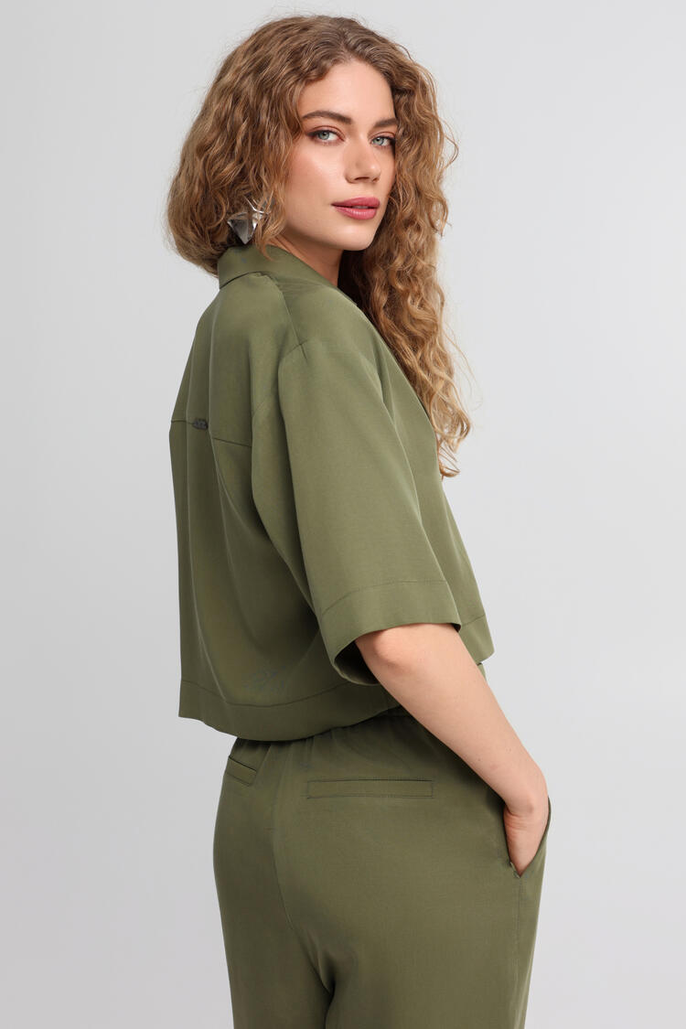 Button-up shirt in a relaxed silhouette - Chaki S