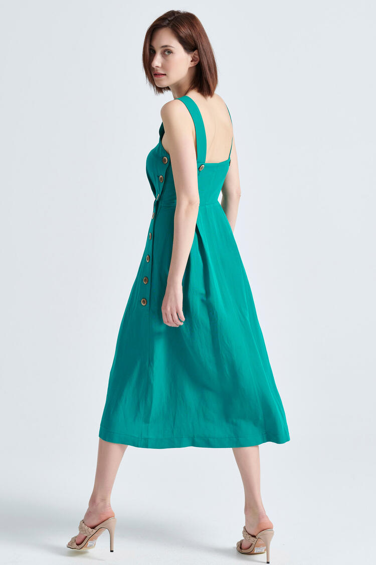 Dress with buttons on the side - GREEN S