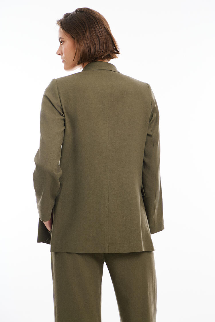 Single button linen jacket - Chaki S