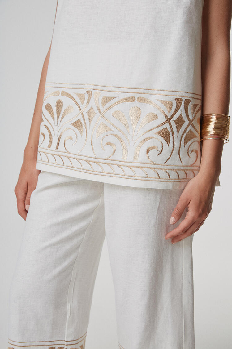Blouse with embroidery - Off White S/M
