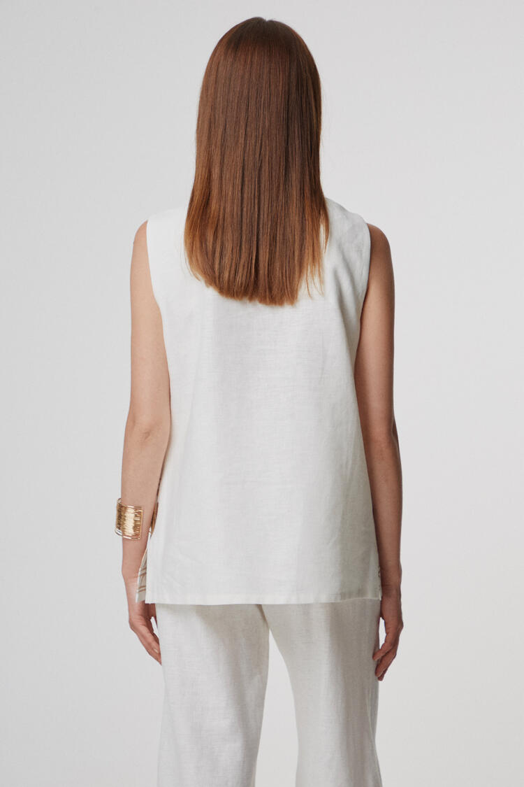 Blouse with embroidery - Off White S/M