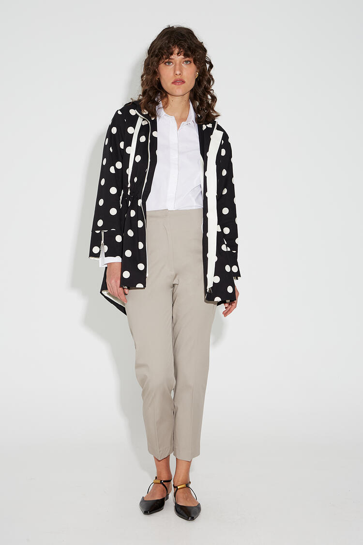 Polka dot parka with hood - Black M/L