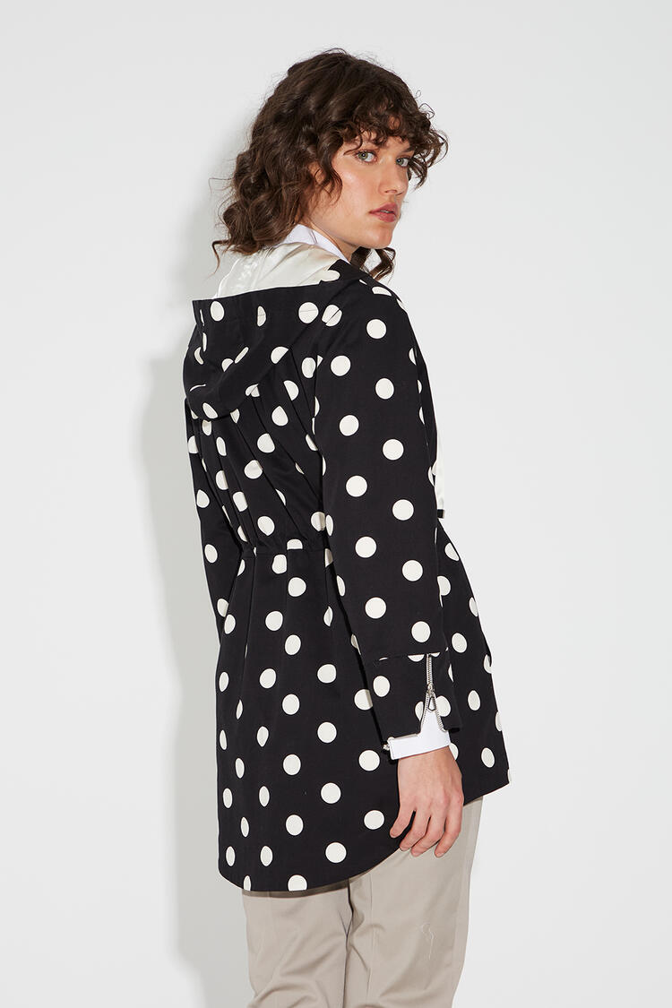 Polka dot parka with hood - Black M/L