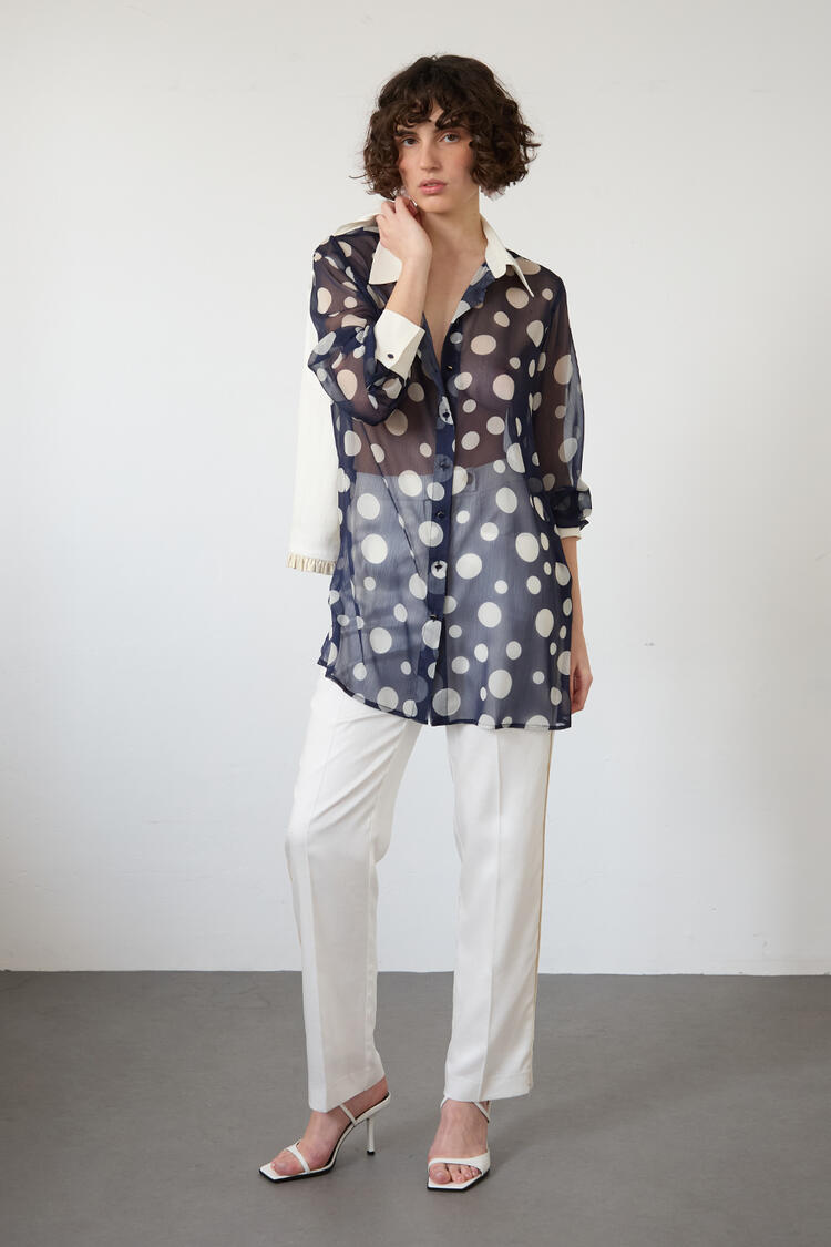 Polka dot shirt - Blue S