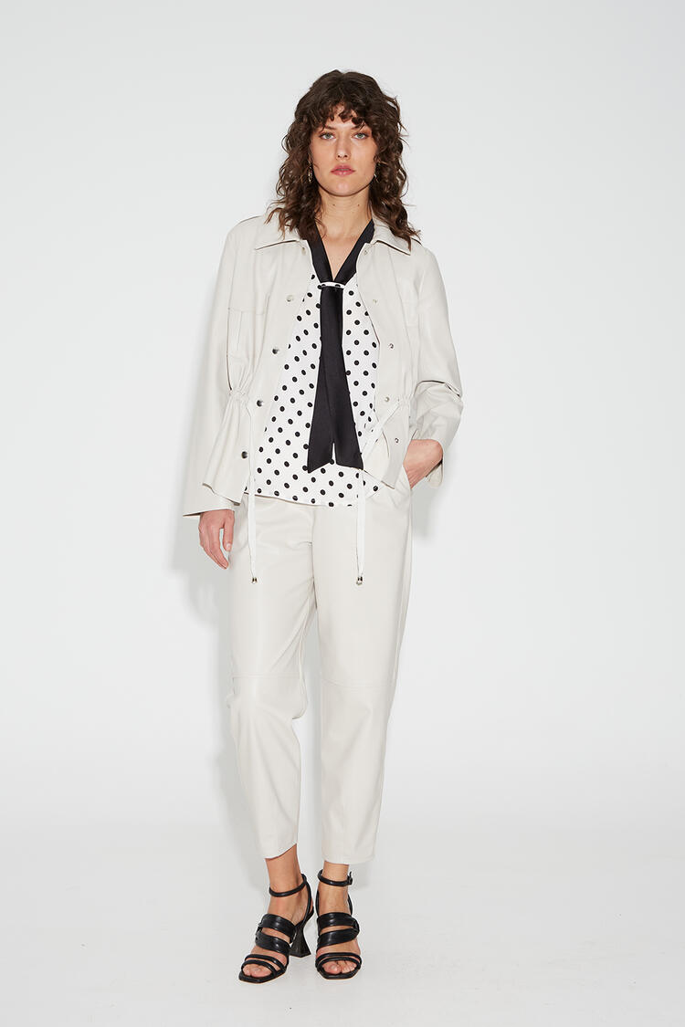 Polka dot blouse with scarf - White S