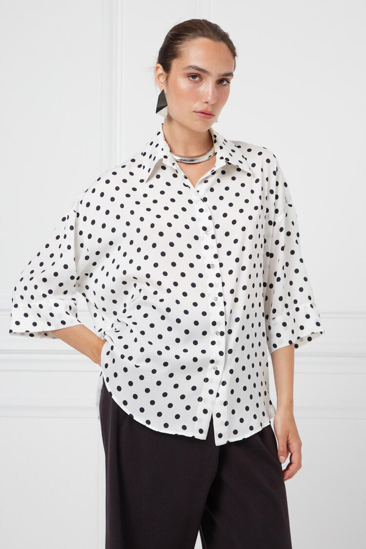 Oversized polka dot shirt - Off White S/M