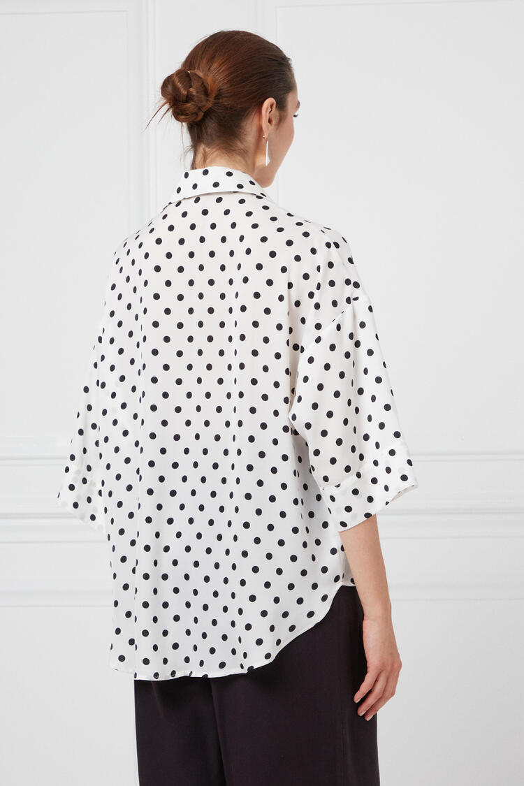Oversized polka dot shirt - Off White S/M