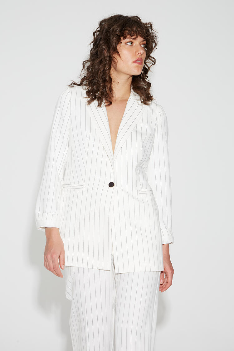 Single button striped blazer - White S