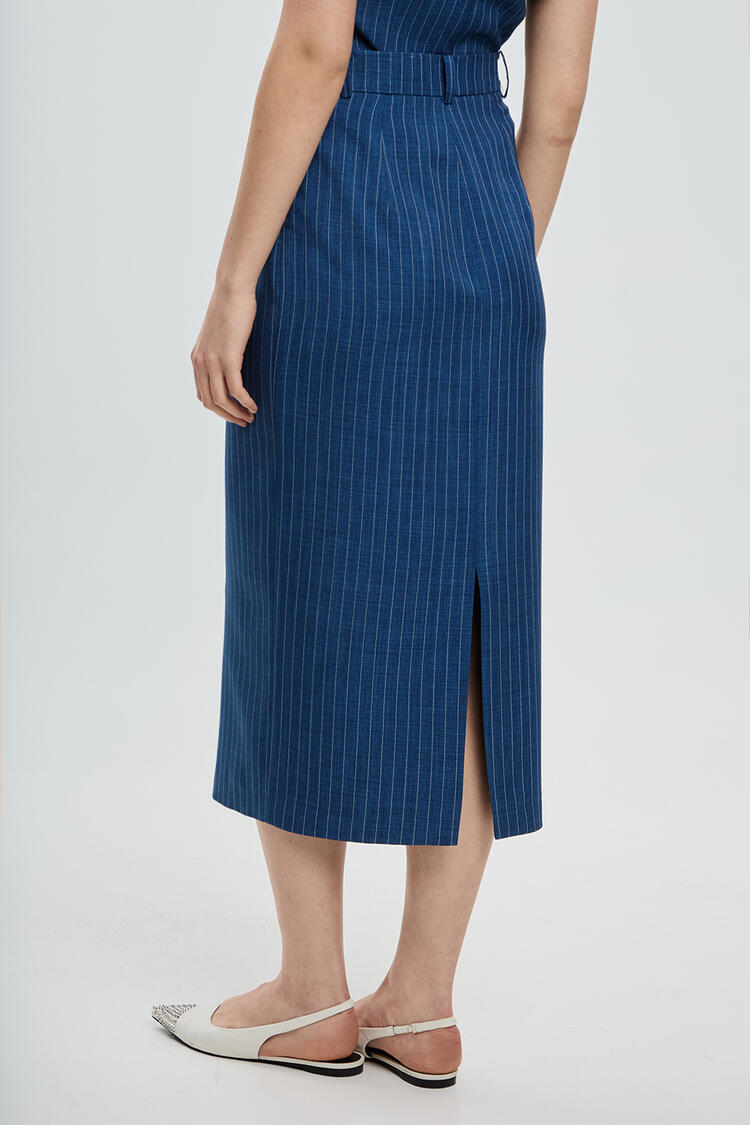 Striped midi skirt - Blue S