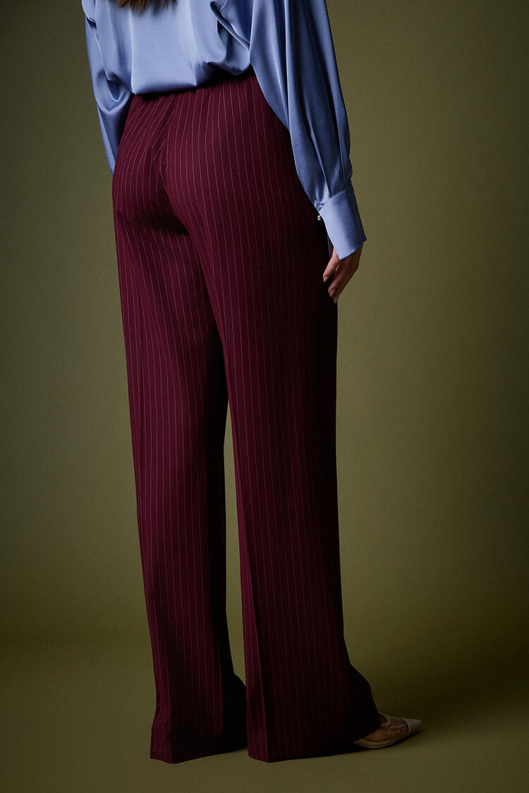 Striped wide leg pants - Burgundy S