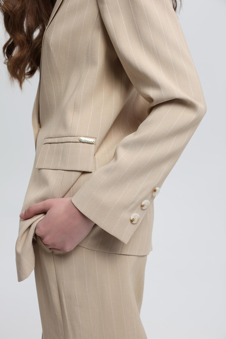Jacket with stripe pattern - Beige S Jacket with stripe pattern - Beige S