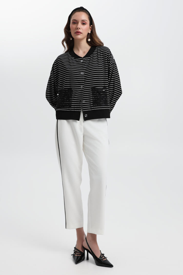 Cardigan with stripe pattern - Black S